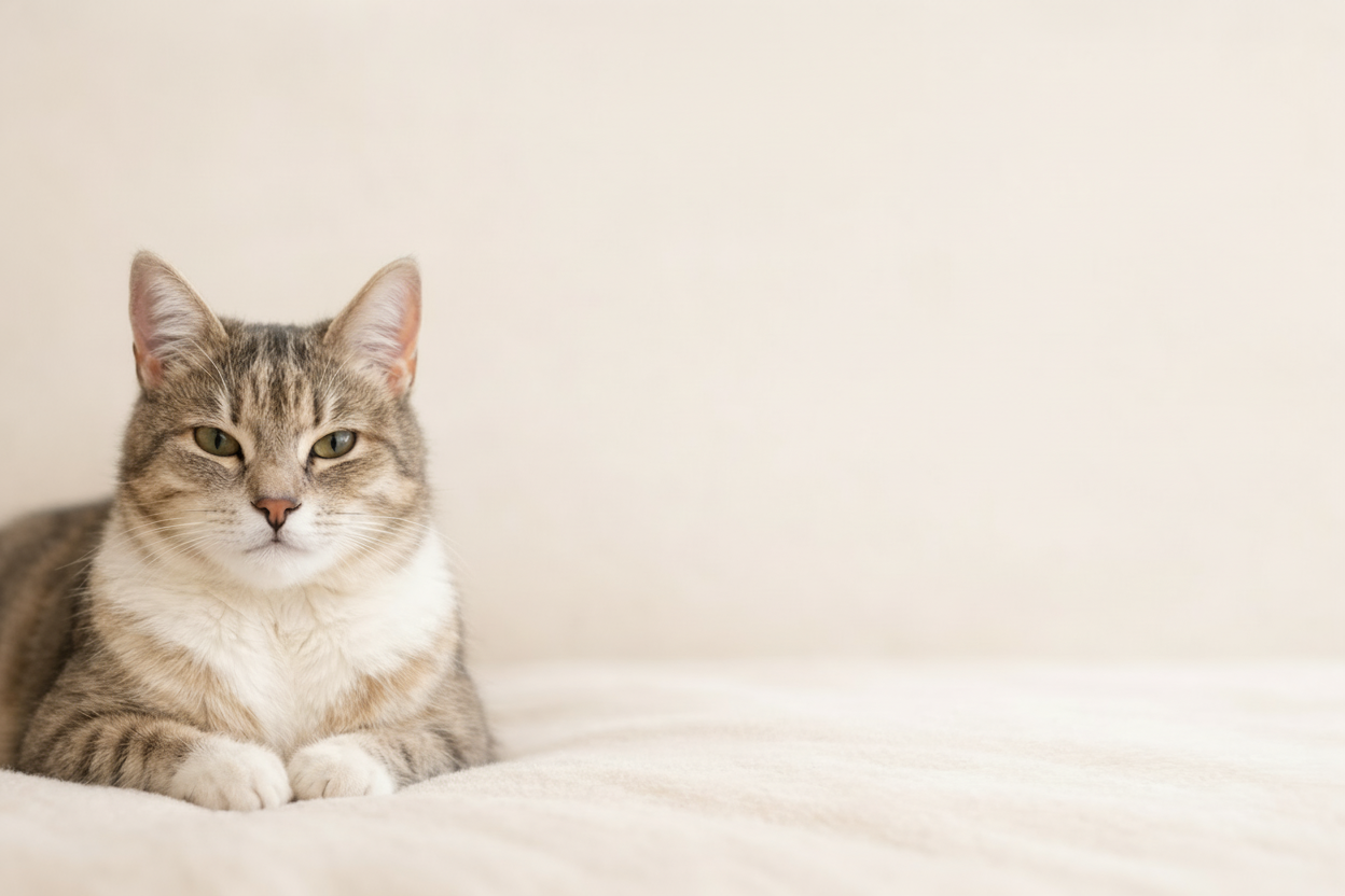 Calm cat in a clean home environment